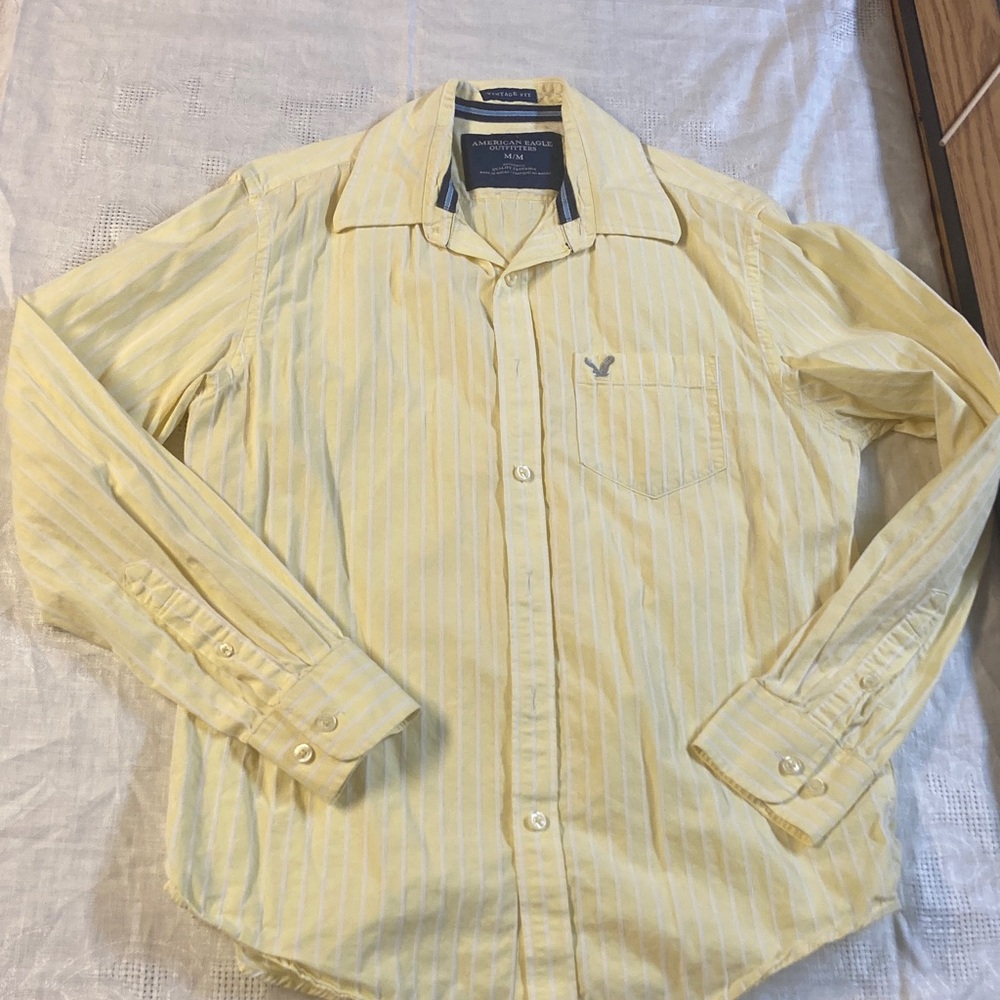 American Eagle Outfitters Light Yellow Striped Shirt
